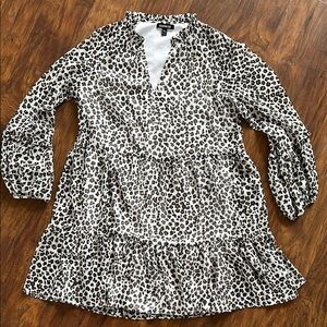 Express Black and White Tiered Wrap Dress